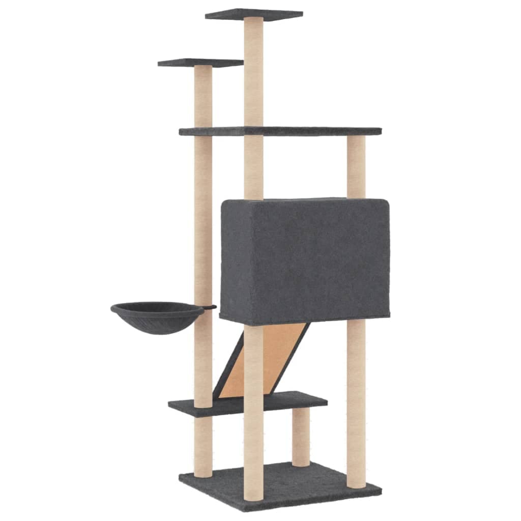 Albero per Gatti con Tiragraffi Multilivello in Sisal Grigio Scuro 153 cm in Alberi tiragraffi Esplodia - Napoli, commercioVirtuoso.it