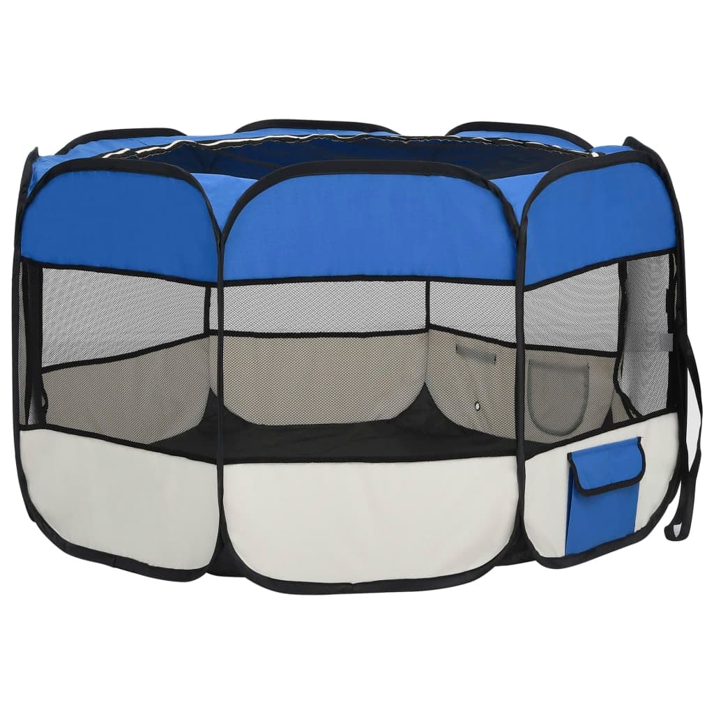 Box per Cani Gatti Pieghevole con Borsa Trasporto Blu 110x110x58 cm in Recinti gioco Esplodia - Napoli, commercioVirtuoso.it