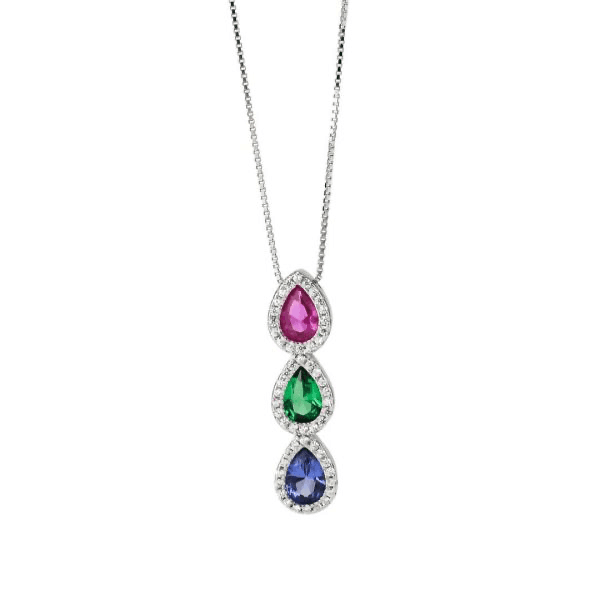 Boccadamo - Collana di zirconi con pendente a gocce multicolor