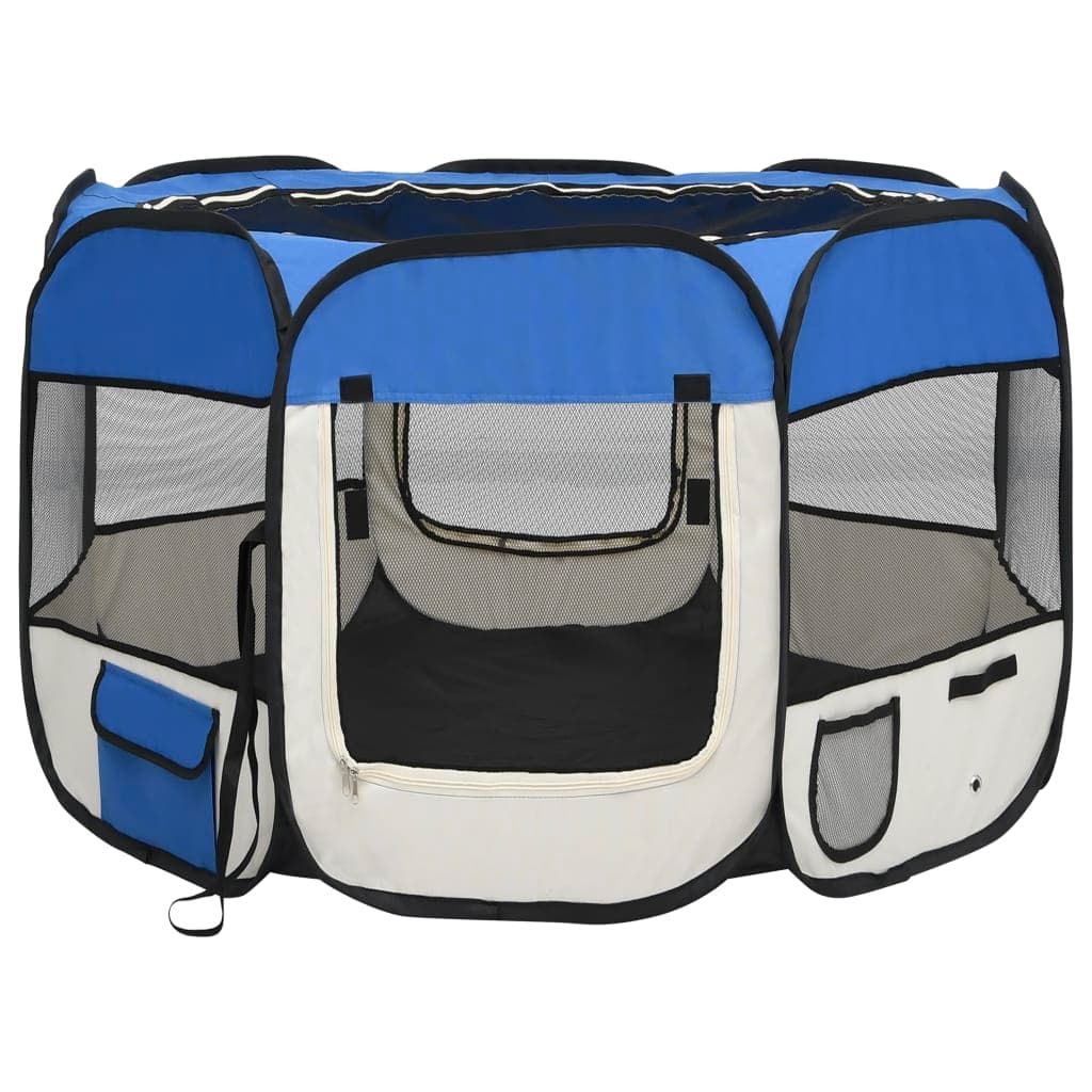 Box per Cani Gatti Pieghevole con Borsa Trasporto Blu 90x90x58 cm in Recinti gioco Esplodia - Napoli, commercioVirtuoso.it