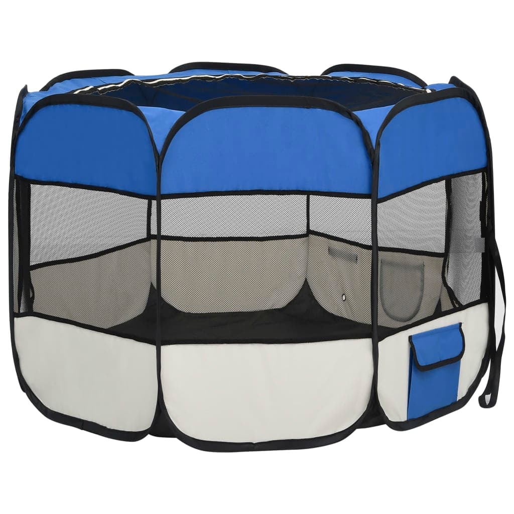 Box per Cani Gatti Pieghevole con Borsa Trasporto Blu 90x90x58 cm in Recinti gioco Esplodia - Napoli, commercioVirtuoso.it