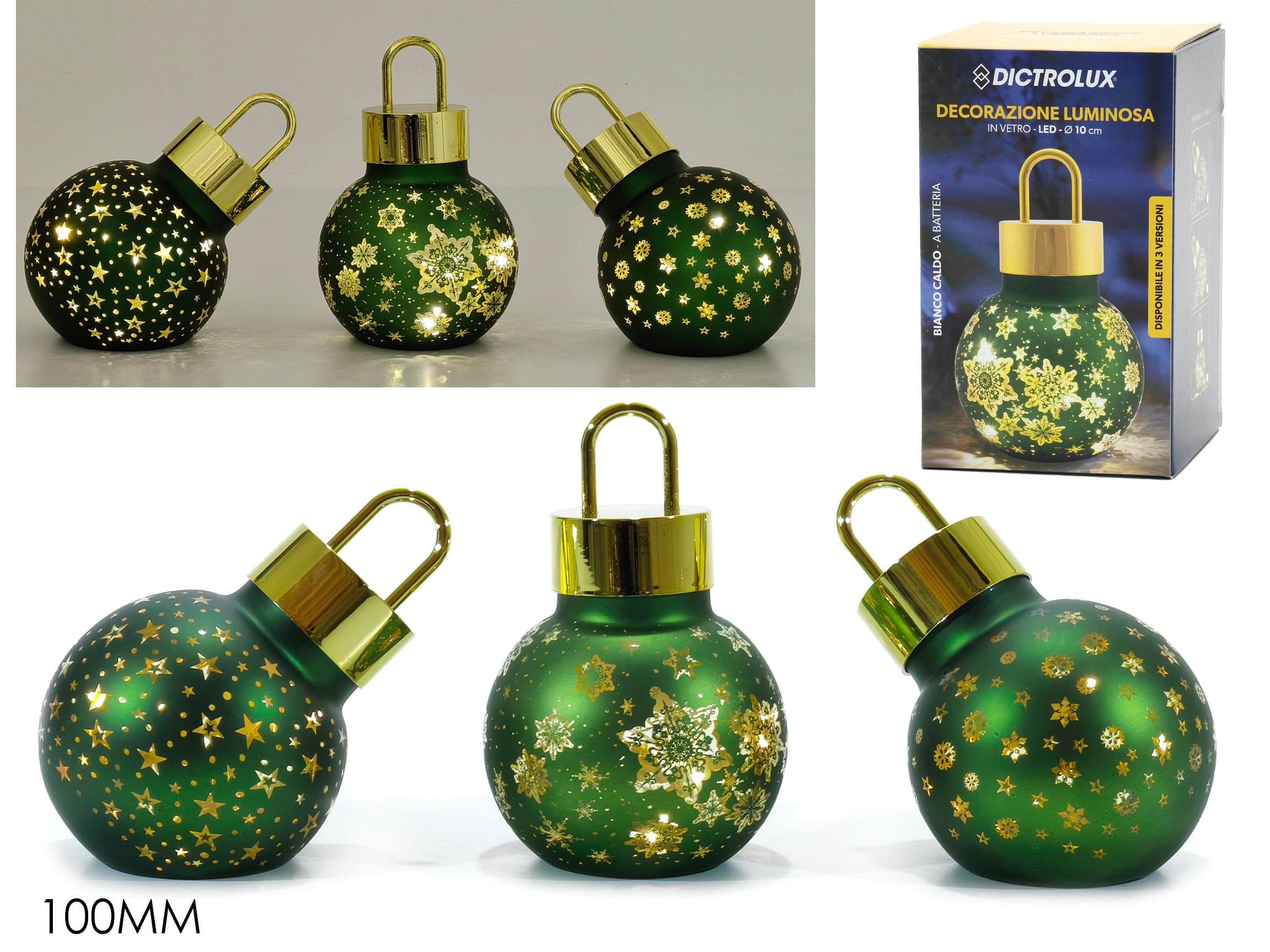 Palla Vetro 100mm Verde Led in Palle e palline Save The Money - Rimini, commercioVirtuoso.it