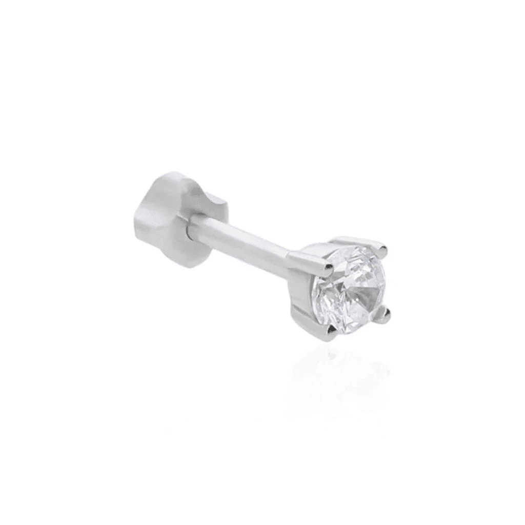 Stroili  -    Piercing Orecchio Bon Ton Oro Bianco Cubic Zirconia in Piercing a bottone Alba Gioielli - Casoria, commercioVirtuoso.it