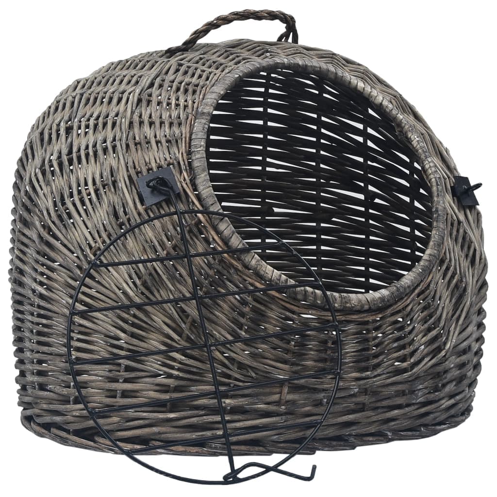 Trasportino per Gatti 50x42x40 cm in Salice Naturale Grigio e Nero in Contenitori da trasporto Esplodia - Napoli, commercioVirtuoso.it