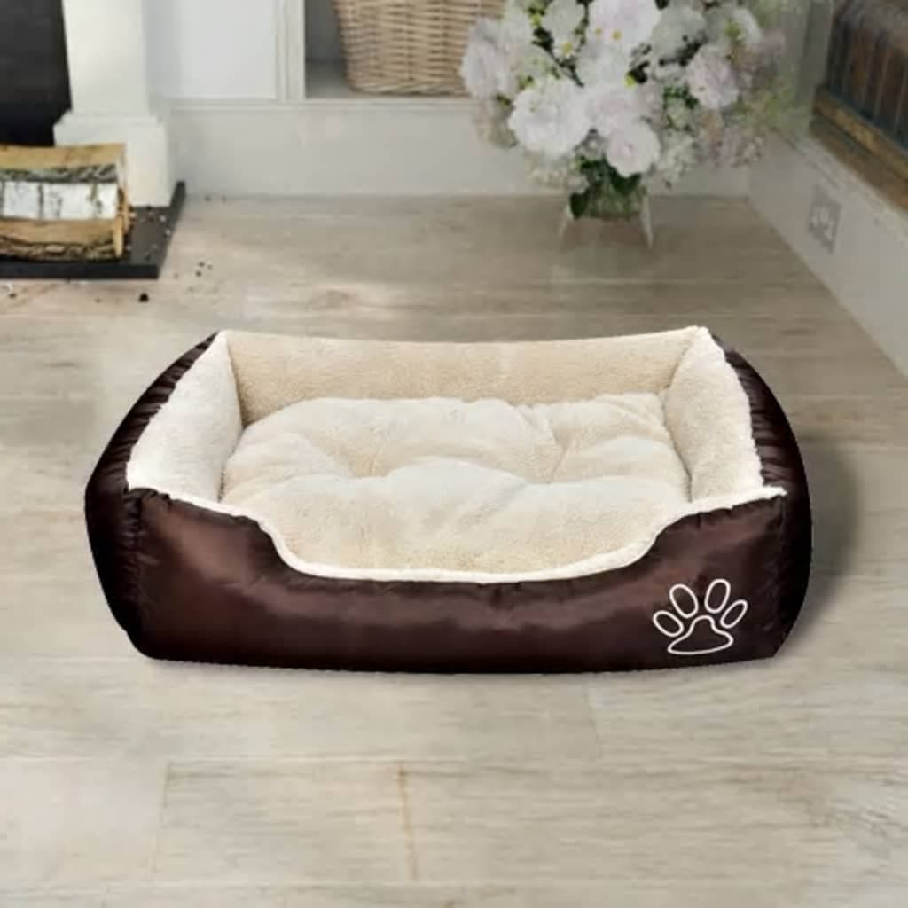 Letto Caldo per Cani con Cuscino Imbottito da Interno Taglia S Marrone e Beige in Lettini Esplodia - Napoli, commercioVirtuoso.it