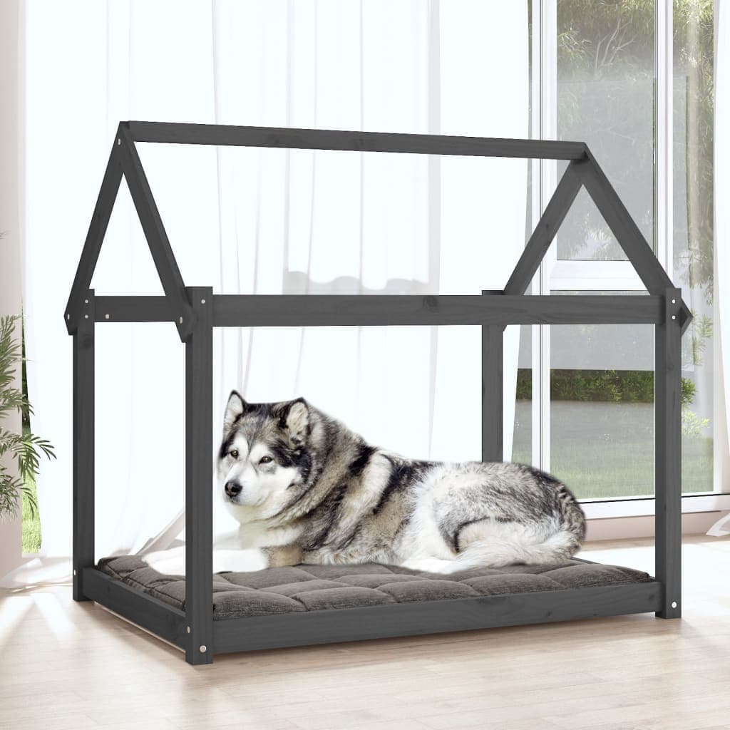 Cuccia per Cani Forma Casa Grigia 111x80x100 cm in Legno Massello di Pino in Casette per cani Esplodia - Napoli, commercioVirtuoso.it