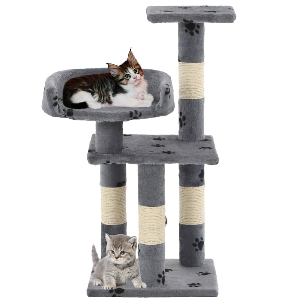 Albero per Gatti Tiragraffi in Sisal in Poliestere 65 cm Zampe Stampate Grigio in Alberi tiragraffi Esplodia - Napoli, commercioVirtuoso.it