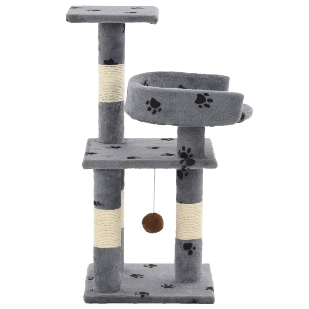 Albero per Gatti Tiragraffi in Sisal in Poliestere 65 cm Zampe Stampate Grigio in Alberi tiragraffi Esplodia - Napoli, commercioVirtuoso.it