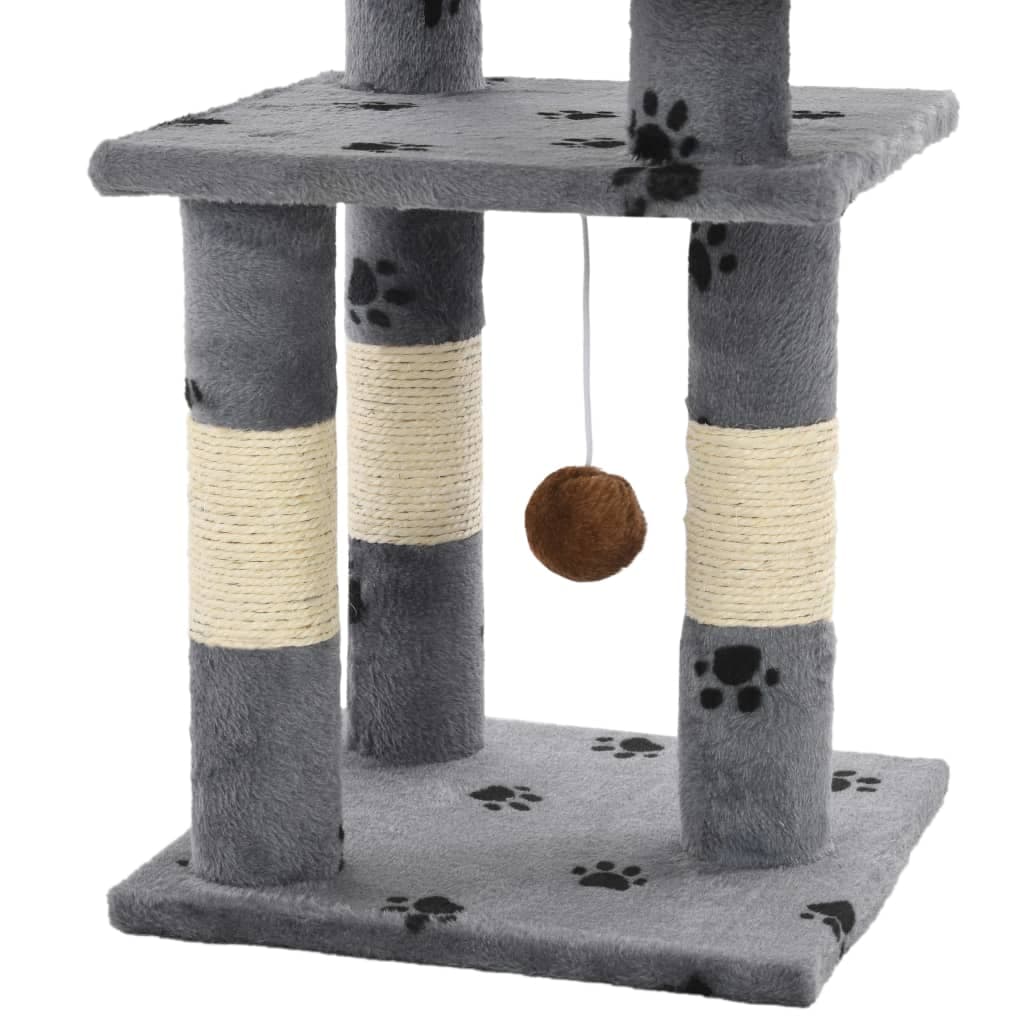 Albero per Gatti Tiragraffi in Sisal in Poliestere 65 cm Zampe Stampate Grigio in Alberi tiragraffi Esplodia - Napoli, commercioVirtuoso.it