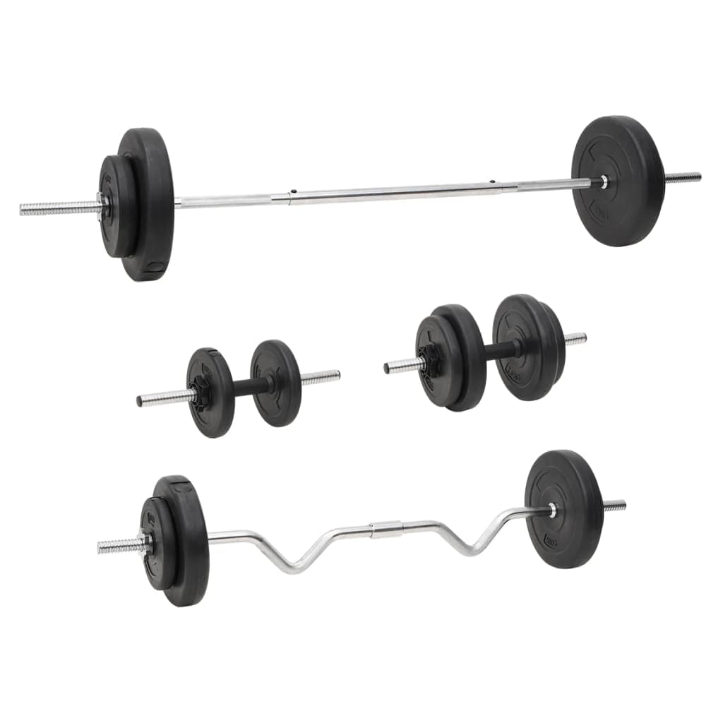 Set Bilanciere e Manubri con Dischi 60 kg in Acciaio Cromato Allenamento in Casa