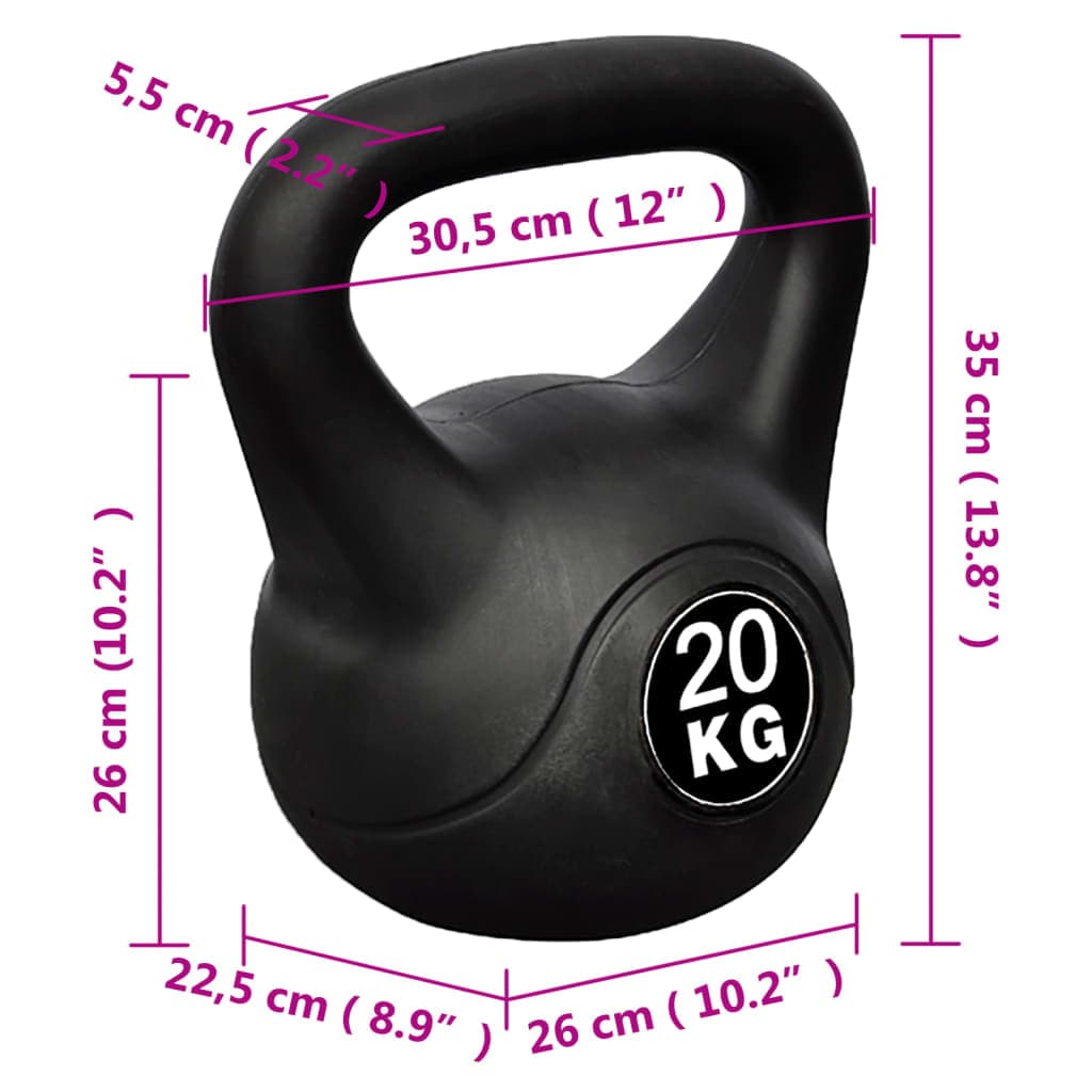 Palla con Manico Kettlebell 20 kg in Cemento Rivestito Nero Allenamento in Kettlebell Esplodia - Napoli, commercioVirtuoso.it
