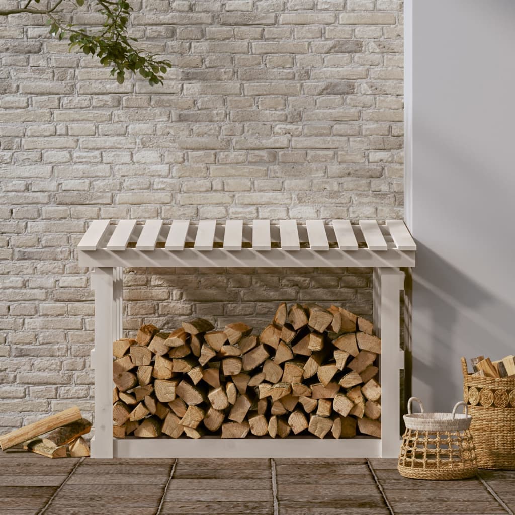 Portalegna Bianco 108x64,5x77 cm in Legno Massello di Pino in Cestini portalegna Esplodia - Napoli, commercioVirtuoso.it