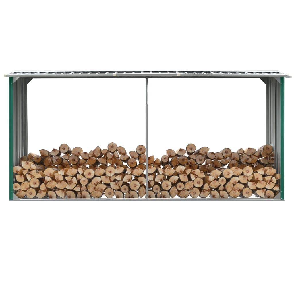Portalegna Capannone da Giardino in Acciaio Zincato 330x92x153cm Verde