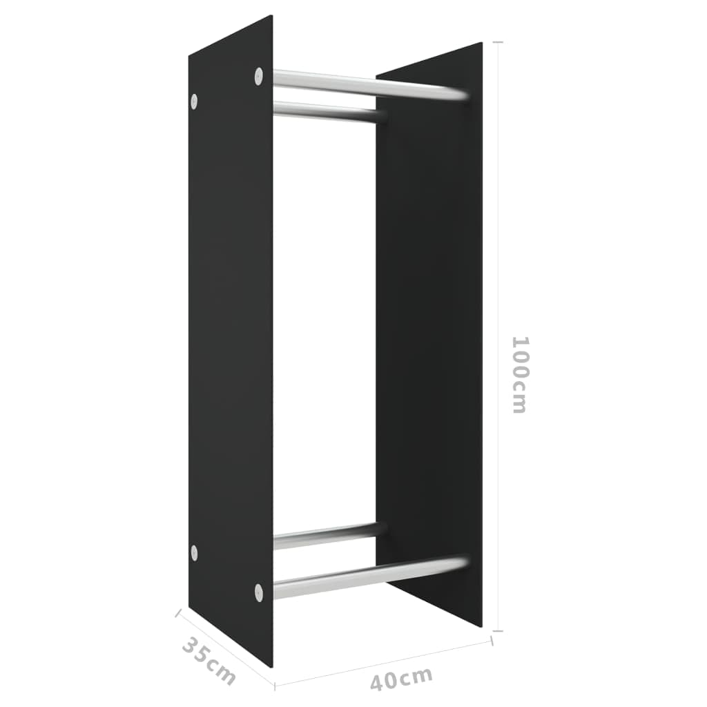 Porta Legna Nero 40x35x100 cm Portaceppi in Vetro Temperato in Portalegna Esplodia - Napoli, commercioVirtuoso.it