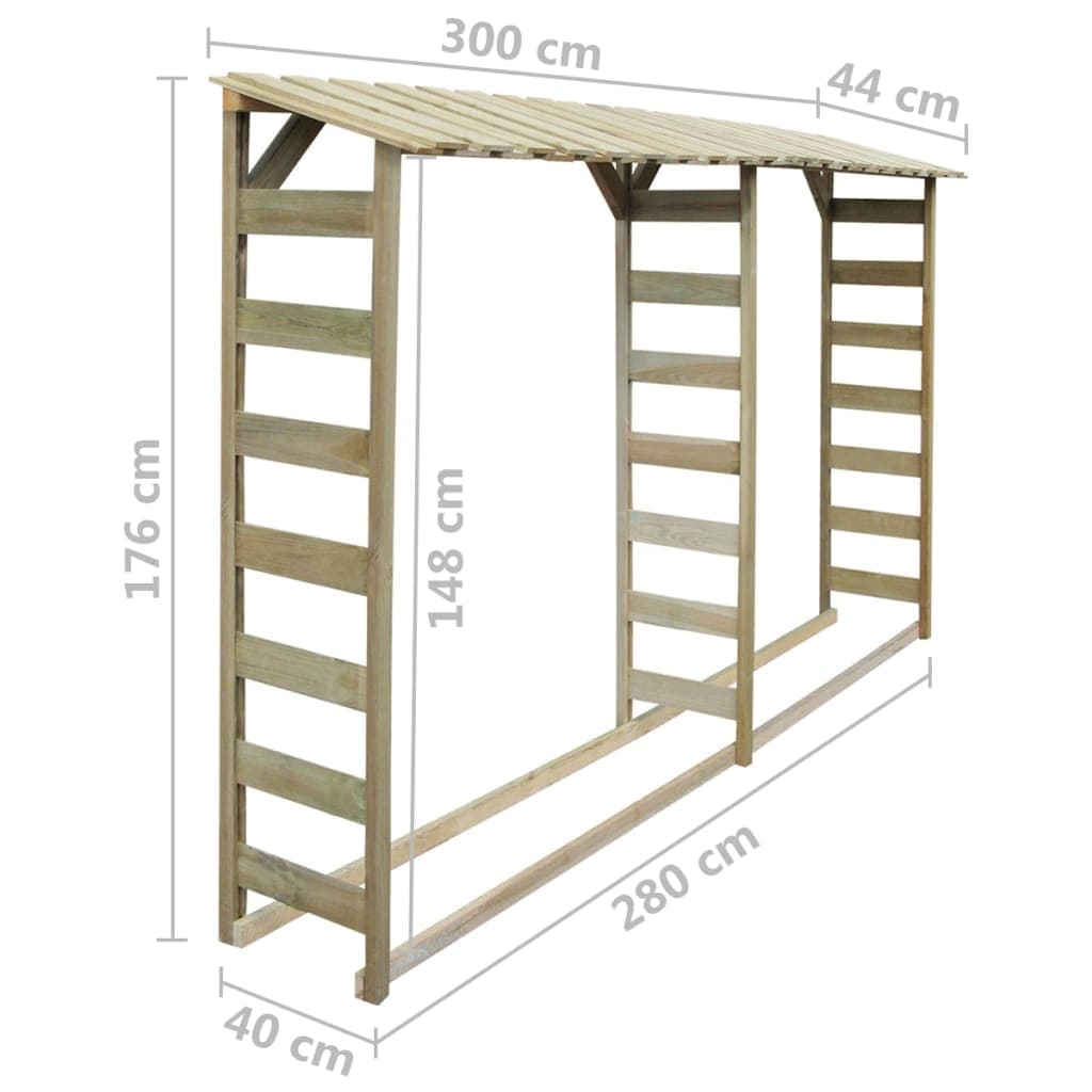 Doppio Portalegna da Esterno per Legname 300x44x176cm Legno Pino Impregnato in Portalegna Esplodia - Napoli, commercioVirtuoso.it