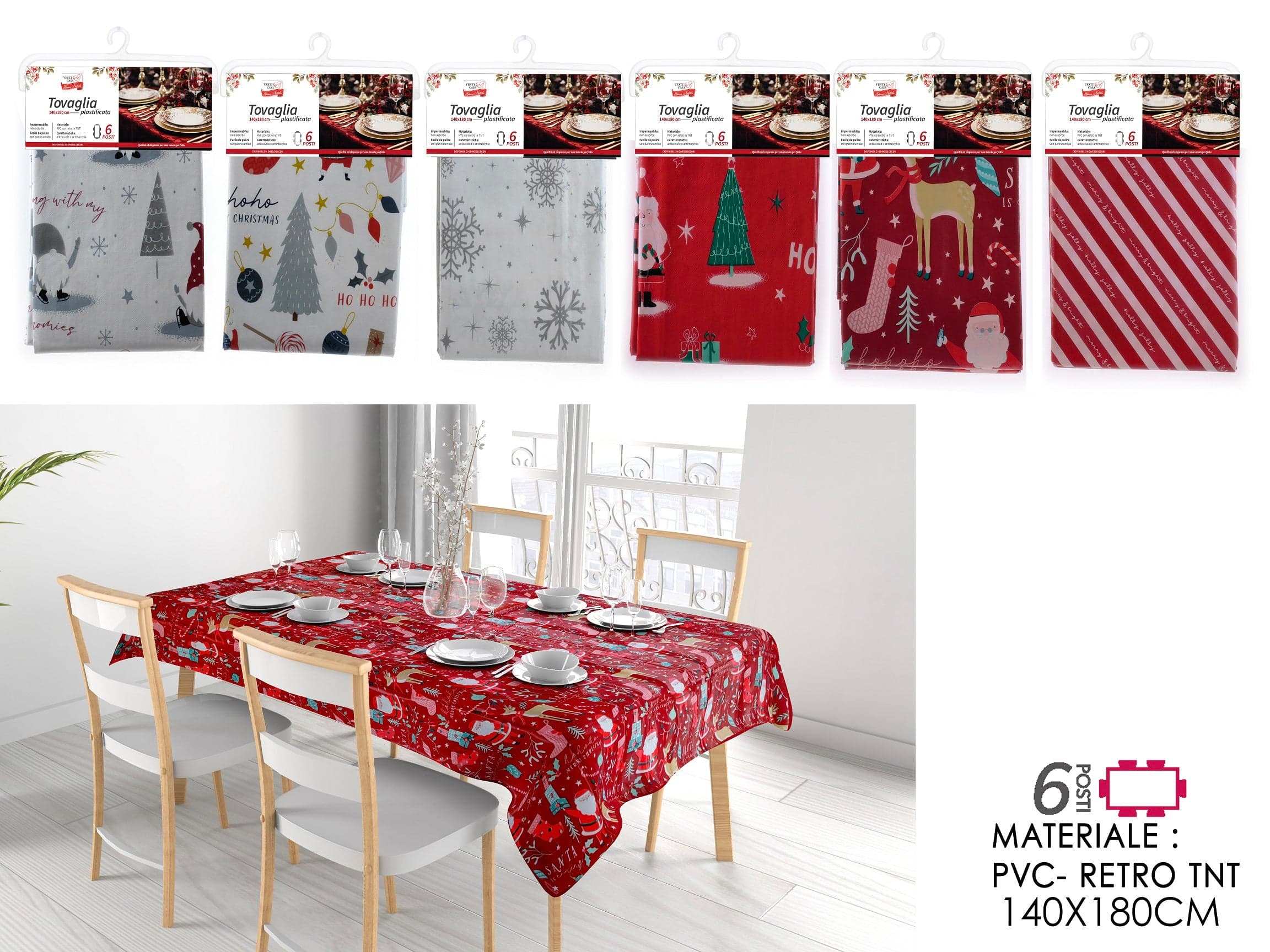 Tovaglia Natalizia 140x180cm 6 Assortimenti in Tovaglie Save The Money - Rimini, commercioVirtuoso.it