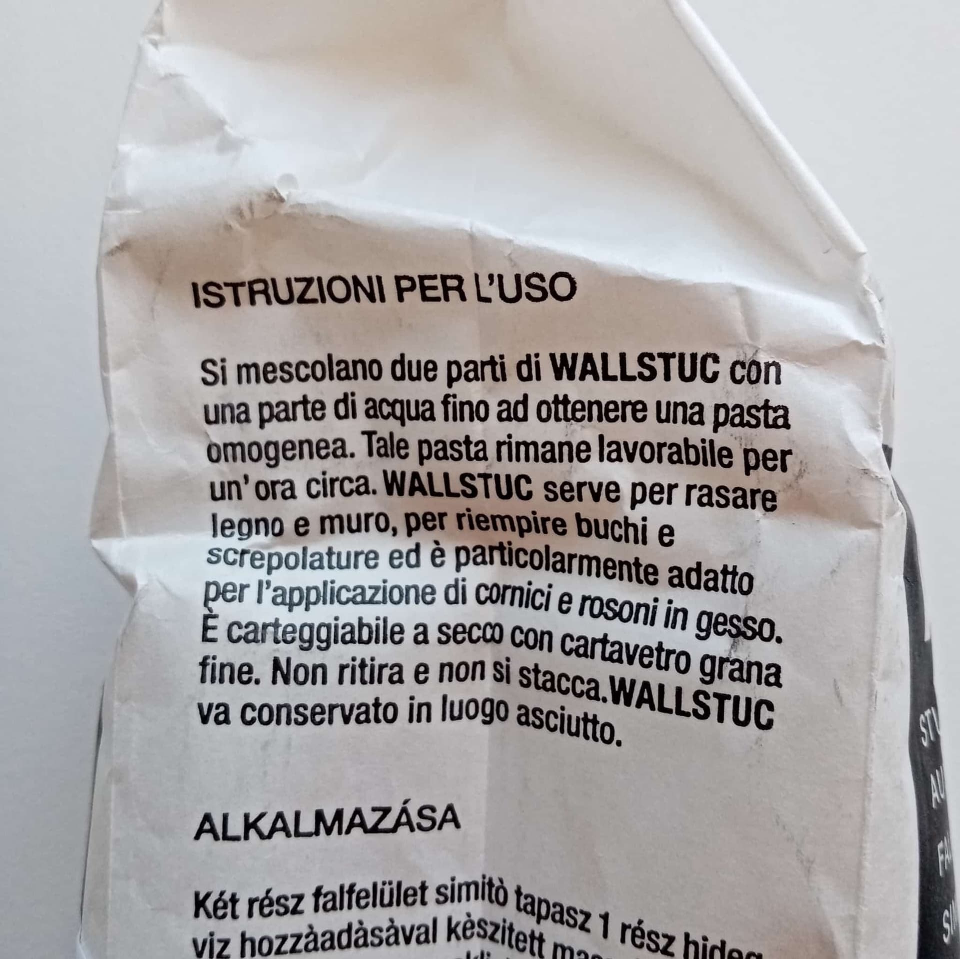 WALLSTUC 1kg stucco in polvere bianco per muro - per interni in Stucco Aloiserw.com - Altomonte, commercioVirtuoso.it