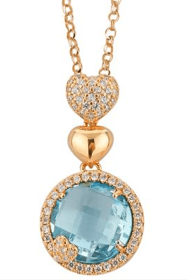 Boccadamo - Collana con pendente di cuori di zirconi e cristallo acquamarina
