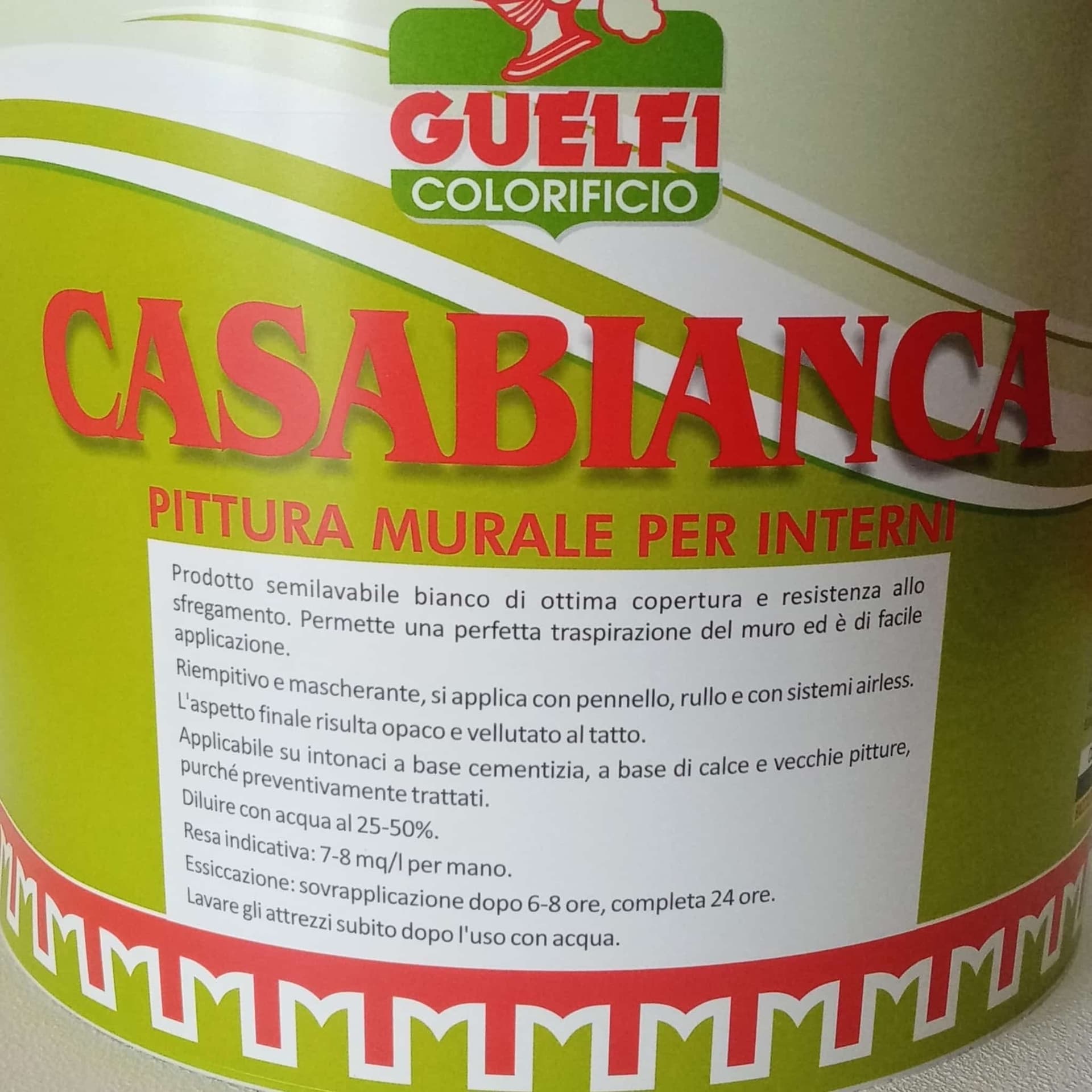 Colorificio Guelfi Casabianca 5lt pittura bianca semi lavabile per interni in Pittura per pareti Aloiserw.com - Altomonte, commercioVirtuoso.it