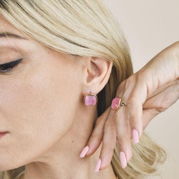 Boccadamo - Orecchini placcati oro giallo con cristallo rosa baby