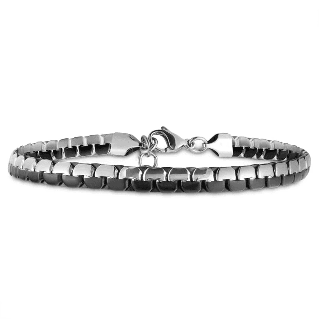 Stroili   -  Bracciale Catena Man Code Acciaio Bicolore Bianco / Nero in Bracciali Alba Gioielli - Casoria, commercioVirtuoso.it