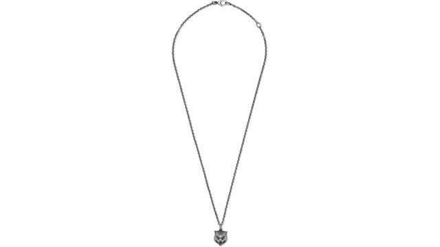 Gucci Collana in argento con dettaglio felino