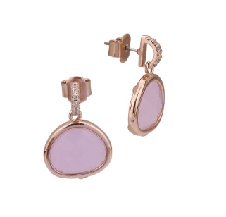 Boccadamo - Orecchini color oro rosa con zirconi e cristallo color quarzo rosa pendente in Orecchini Alba Gioielli - Casoria, commercioVirtuoso.it