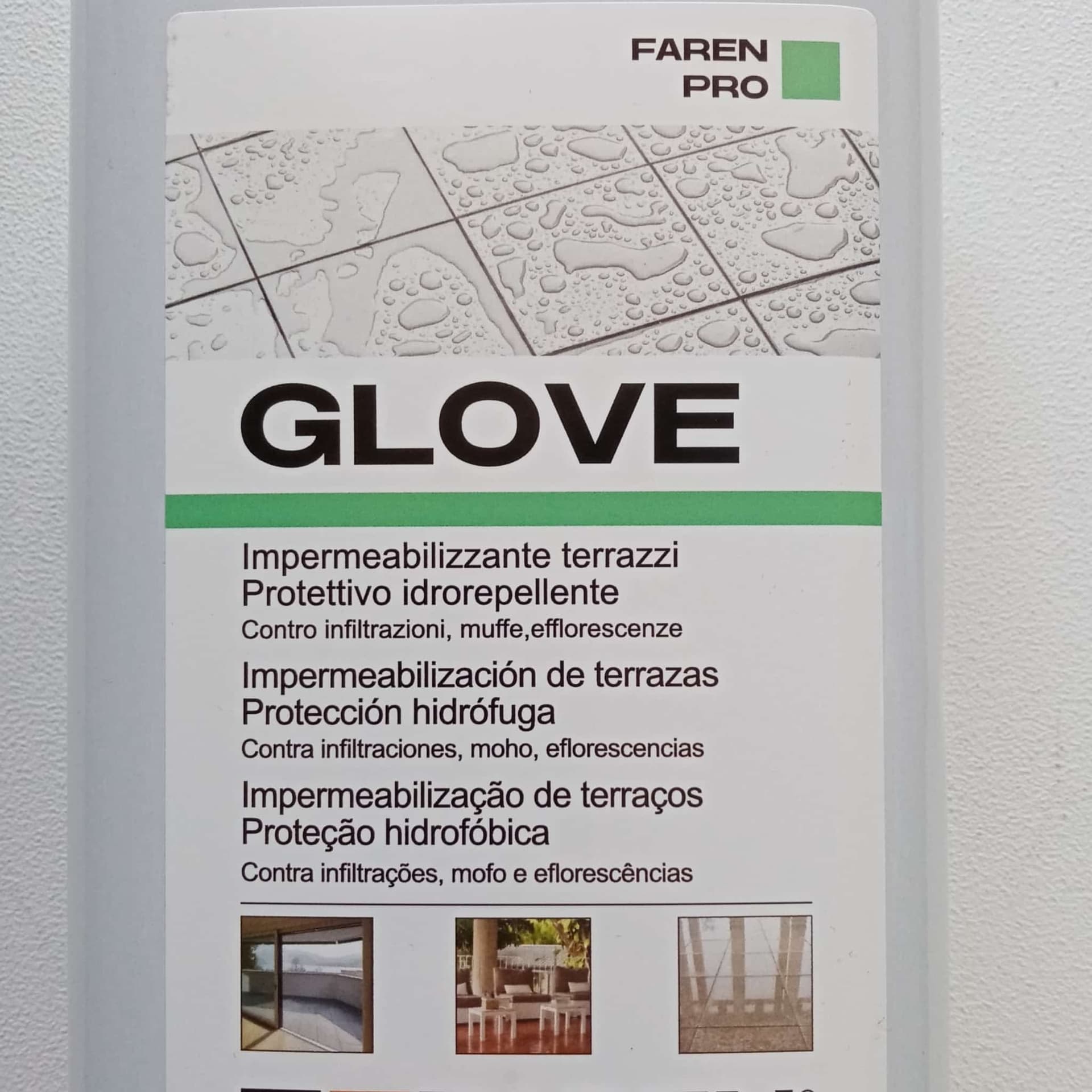 Faren GLOVE 1lt idrorepellente impermeabilizzante per terrazzi in Impermeabili Aloiserw.com - Altomonte, commercioVirtuoso.it