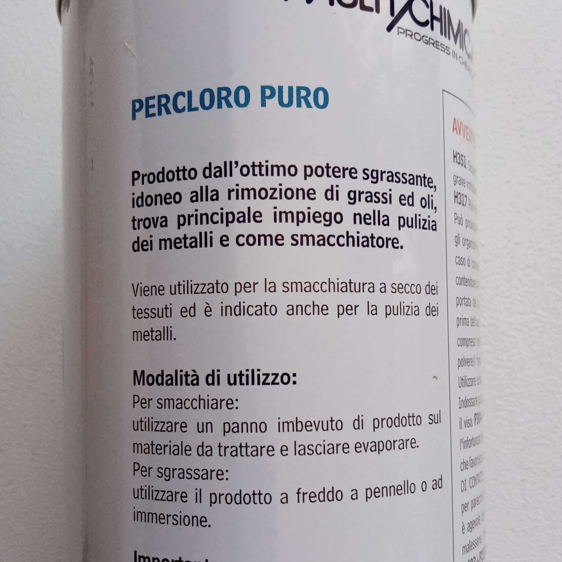 Multichimica 1lt percloro puro ottimo per sgrassare e smacchiare in Diluenti e solventi Aloiserw.com - Altomonte, commercioVirtuoso.it