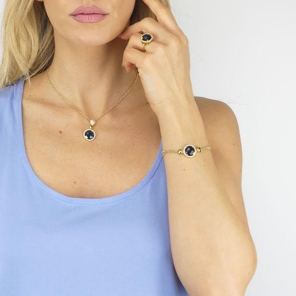 Boccadamo - Anello cocktail con cristallo color blu montana e zirconi