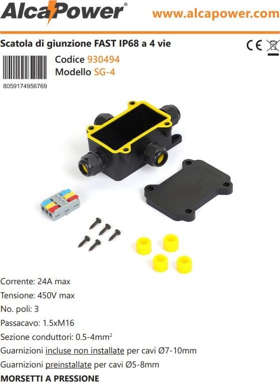 Alca Power scatola di giunzione FAST IP68 a 4 vie in Scatole di derivazione Aloiserw.com - Altomonte, commercioVirtuoso.it