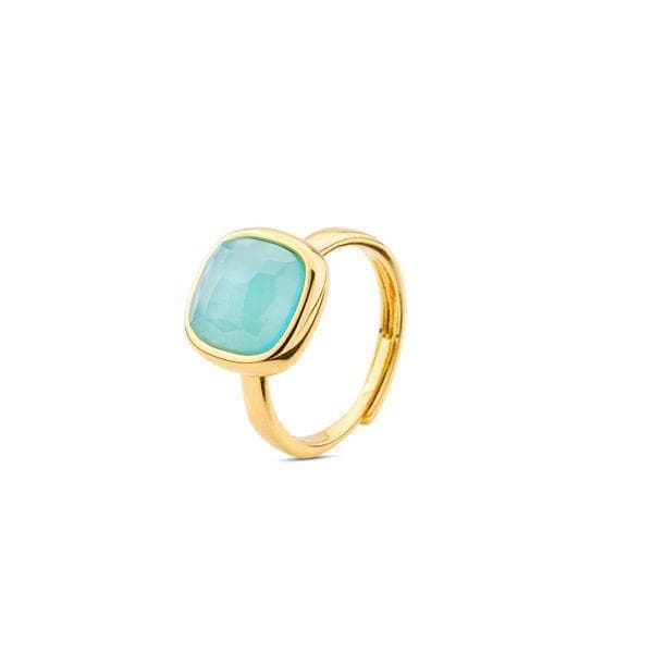 Boccadamo - Anello placcato oro giallo con cristallo medio azzurro lattiginoso