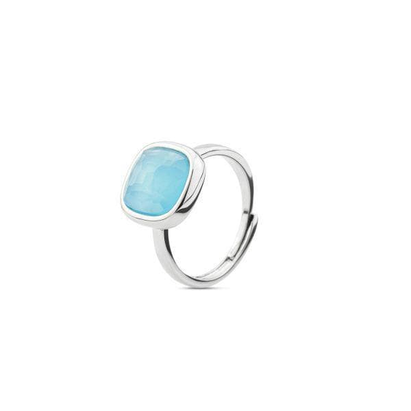 Boccadamo - Anello rodiato con cristallo medio azzurro lattiginoso in Anelli Alba Gioielli - Casoria, commercioVirtuoso.it