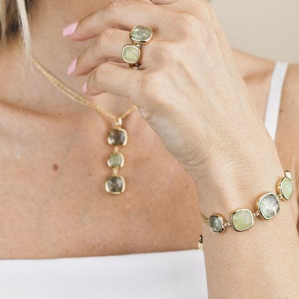 Boccadamo -  Bracciale placcato oro giallo con cristalli ametista verde e verde chiaro in Bracciali Alba Gioielli - Casoria, commercioVirtuoso.it
