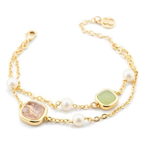 Boccadamo - Bracciale placcato oro giallo con cristalli ametista verde e ametista viola e perle naturali in Bracciali Alba Gioielli - Casoria, commercioVirtuoso.it