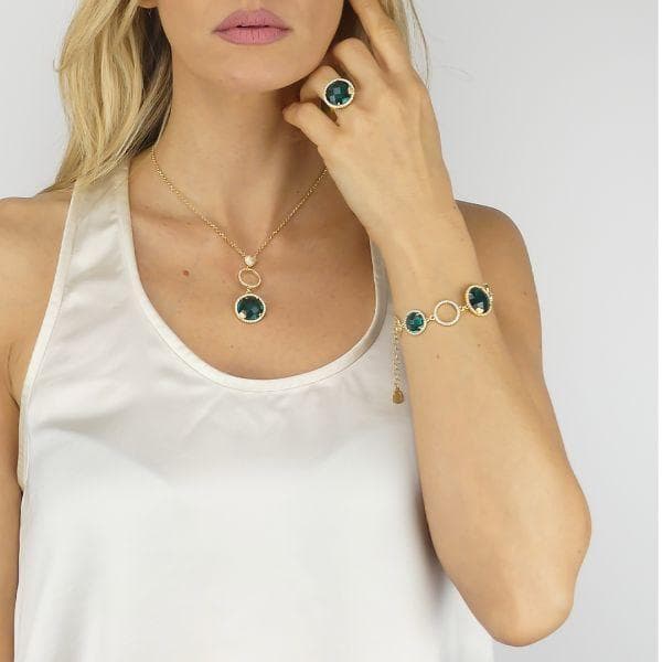 Boccadamo - Bracciale modulare con cristalli color verde tormalina e zirconi