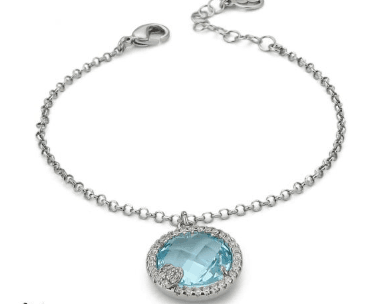 Boccadamo - Bracciale con cristallo color acquamarina pendente e zirconi in Bracciali Alba Gioielli - Casoria, commercioVirtuoso.it