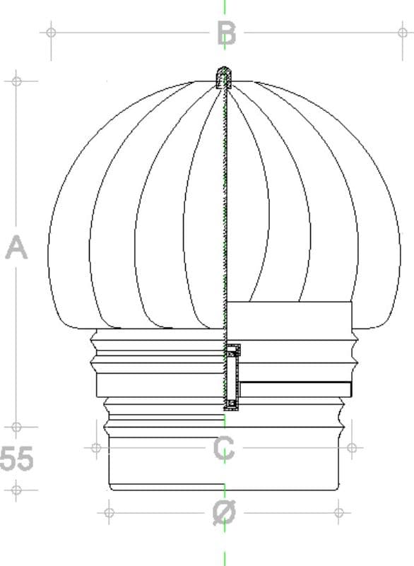 Fumaiolo da 250mm tipo radiante eolico di rame base tonda innesto M maschio in Fumaioli Aloiserw.com - Altomonte, commercioVirtuoso.it