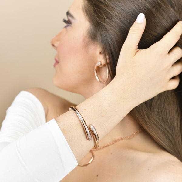 Boccadamo - Bracciale contrarié color oro rosa con doppia goccia zirconata in Bracciali Alba Gioielli - Casoria, commercioVirtuoso.it