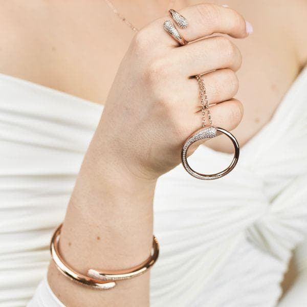 Boccadamo - Collana con pendente contrarié zirconato color oro rosa