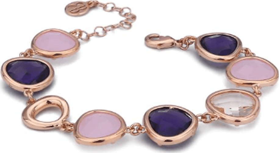 Boccadamo - Bracciale a moduli con cristalli color pesca trasparente, viola e quarzo rosa in Bracciali Alba Gioielli - Casoria, commercioVirtuoso.it