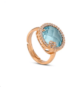 Boccadamo - Anello cocktail rosato con cristallo color acquamarina e zirconi in Anelli Alba Gioielli - Casoria, commercioVirtuoso.it