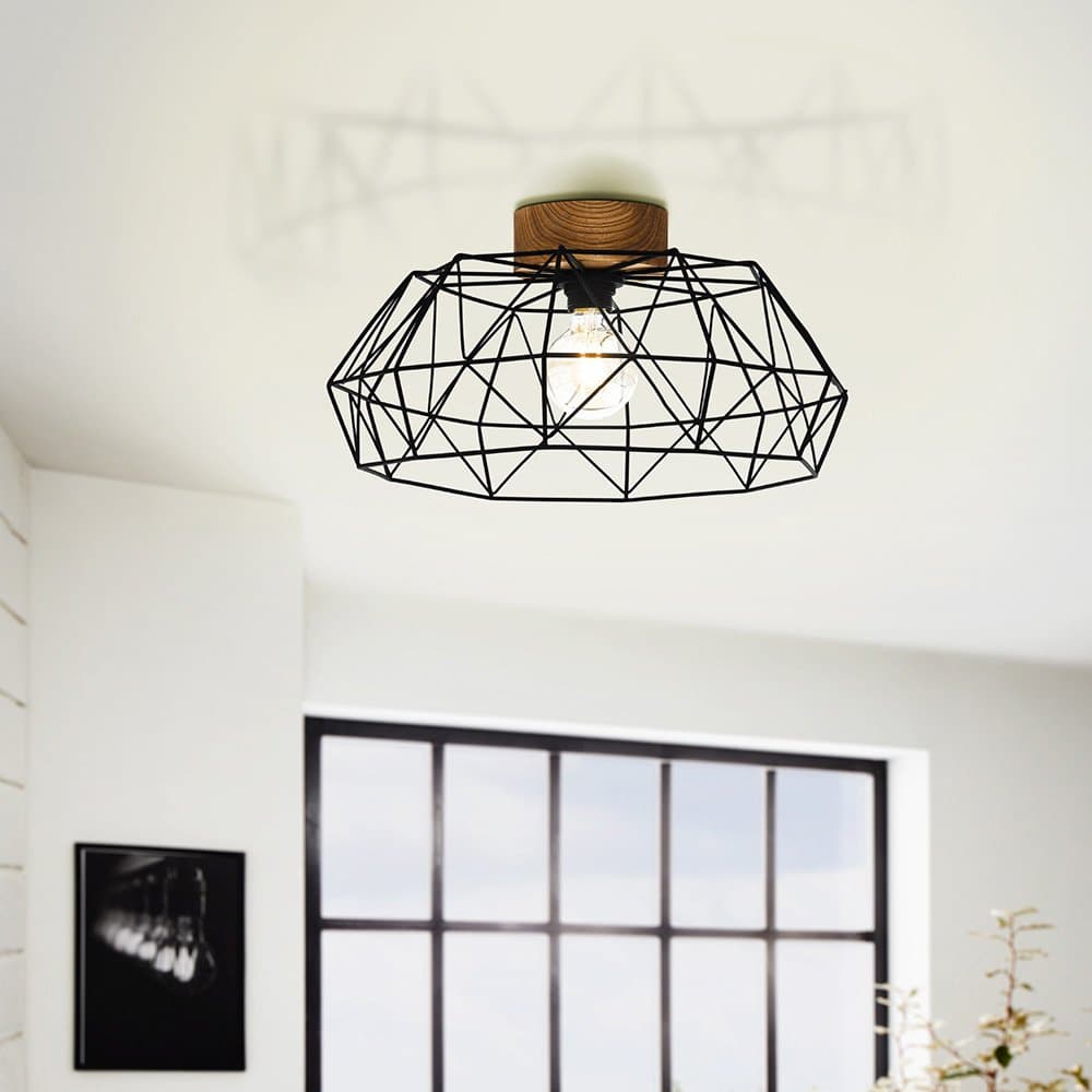 Plafoniera Industrial Padstow 1 Luce Metallo Nero in Lampadari LuceArt - Montecorvino Pugliano, commercioVirtuoso.it