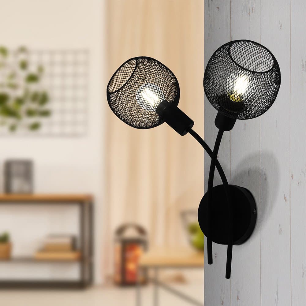 Applique Moderna Wrington 1 2 Luci Acciaio Nero in Lampade da parete LuceArt - Montecorvino Pugliano, commercioVirtuoso.it