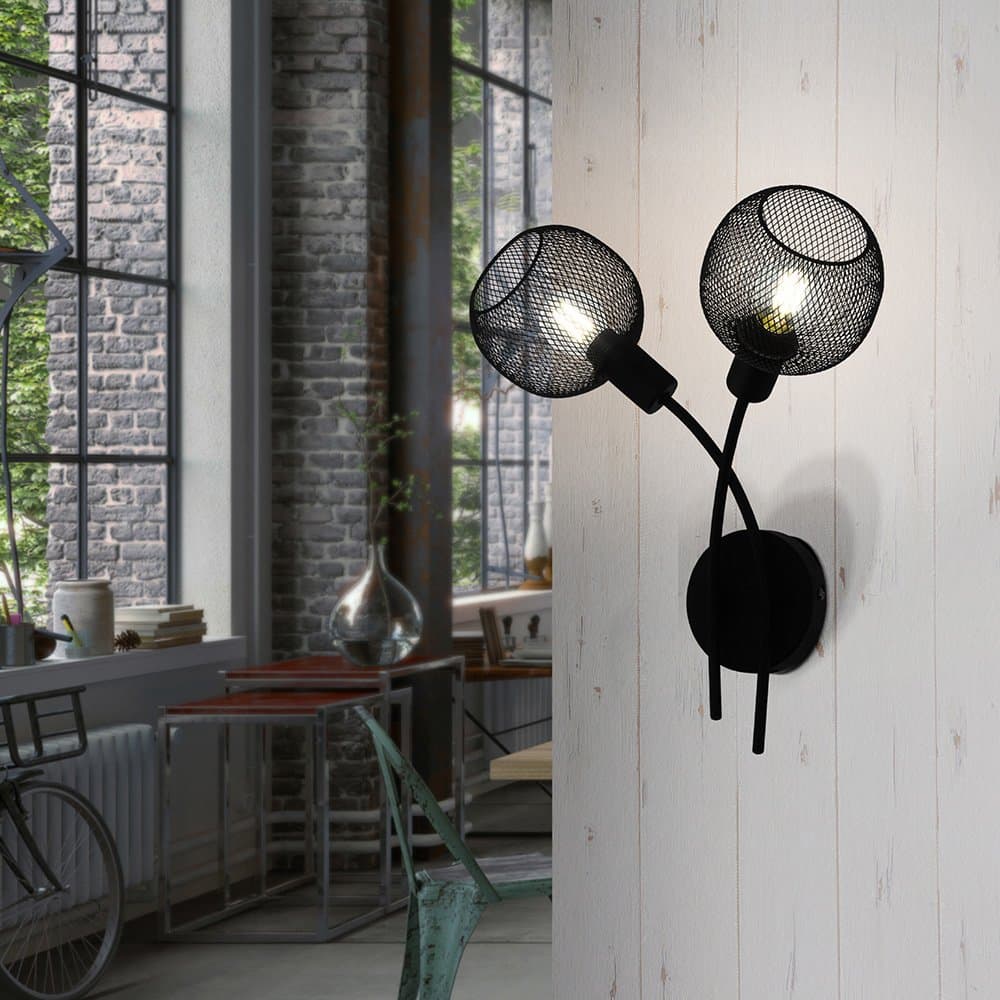 Applique Moderna Wrington 1 2 Luci Acciaio Nero in Lampade da parete LuceArt - Montecorvino Pugliano, commercioVirtuoso.it