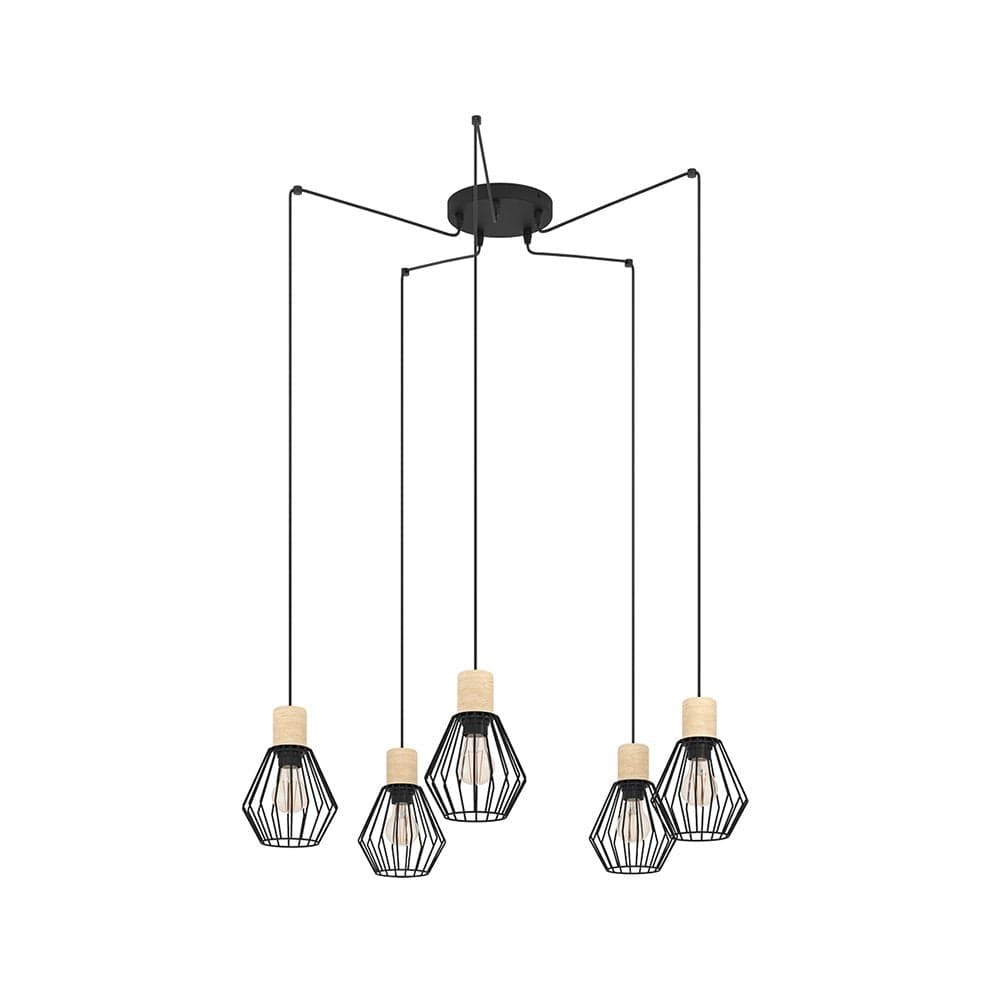 Lampadario Industrial Palmorla 5 Luci Metallo Nero E Marrone in Lampade a sospensione LuceArt - Montecorvino Pugliano, commercioVirtuoso.it