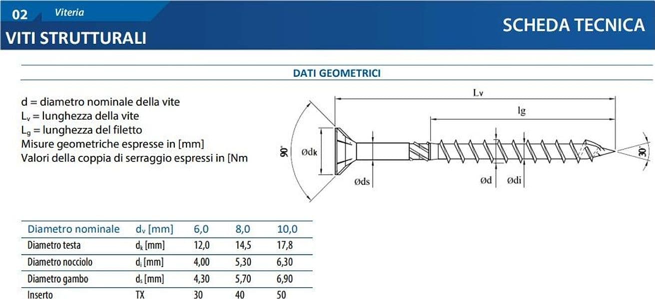 Vite 6x280mm - 10 unità TPS zincata testa conica per legno impronta torx in Viti per legno Aloiserw.com - Altomonte, commercioVirtuoso.it