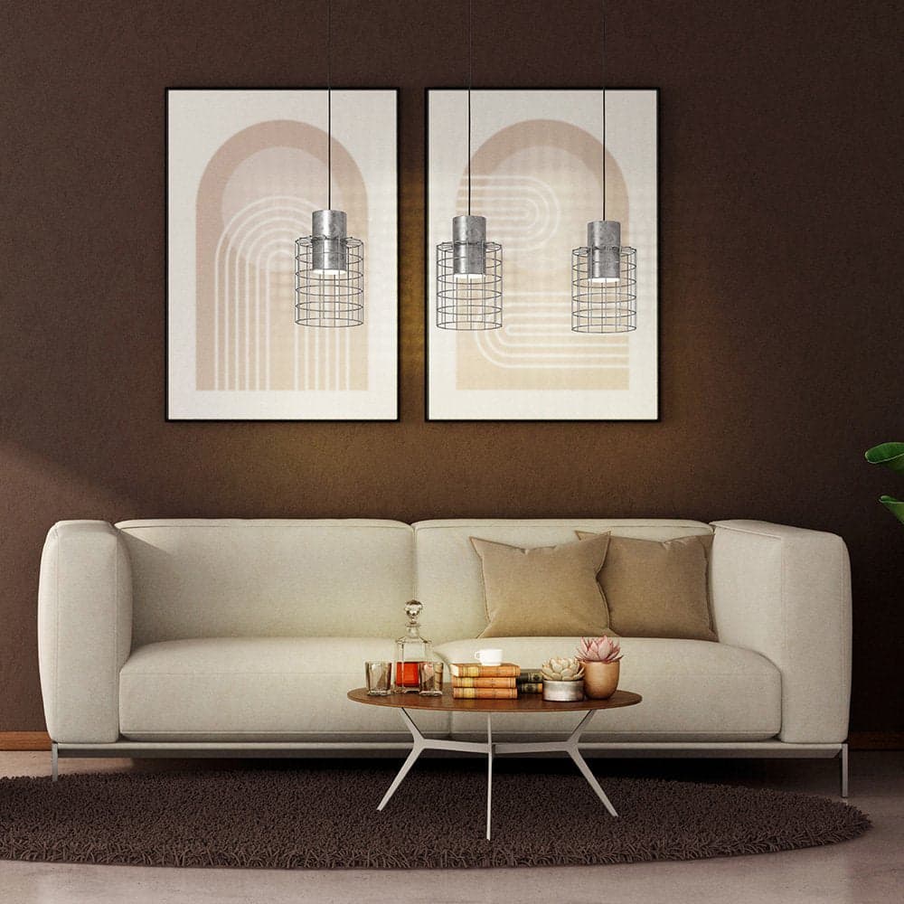 Lampadario Industrial Milligan 3 Luci Acciaio Grigio E Bianco in Lampade a sospensione LuceArt - Montecorvino Pugliano, commercioVirtuoso.it
