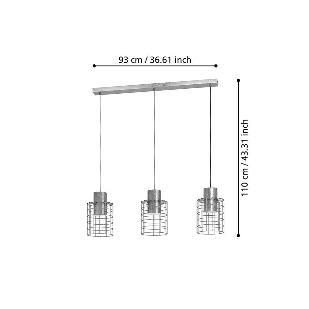 Lampadario Industrial Milligan 3 Luci Acciaio Grigio E Bianco in Lampade a sospensione LuceArt - Montecorvino Pugliano, commercioVirtuoso.it