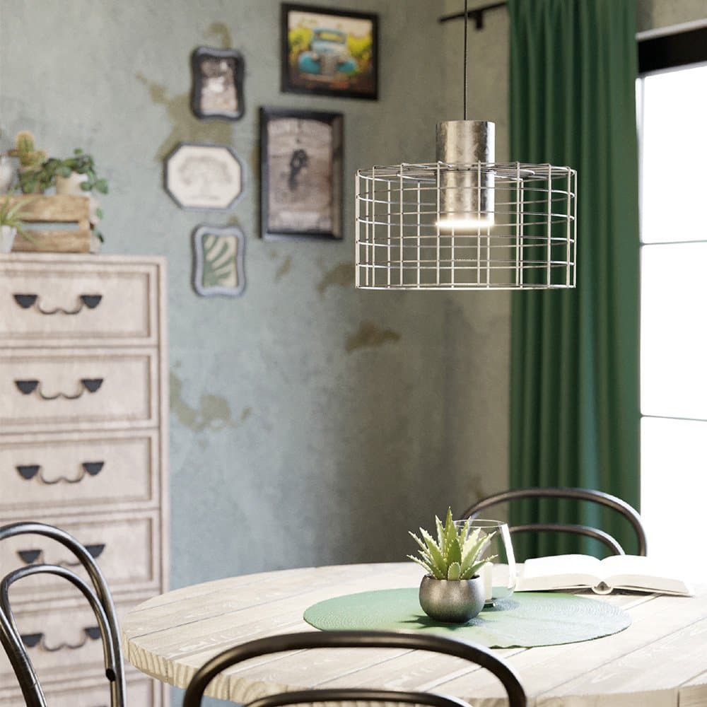 Lampadario Industrial Milligan 1 Luce Acciaio Grigio E Bianco in Lampade a sospensione LuceArt - Montecorvino Pugliano, commercioVirtuoso.it